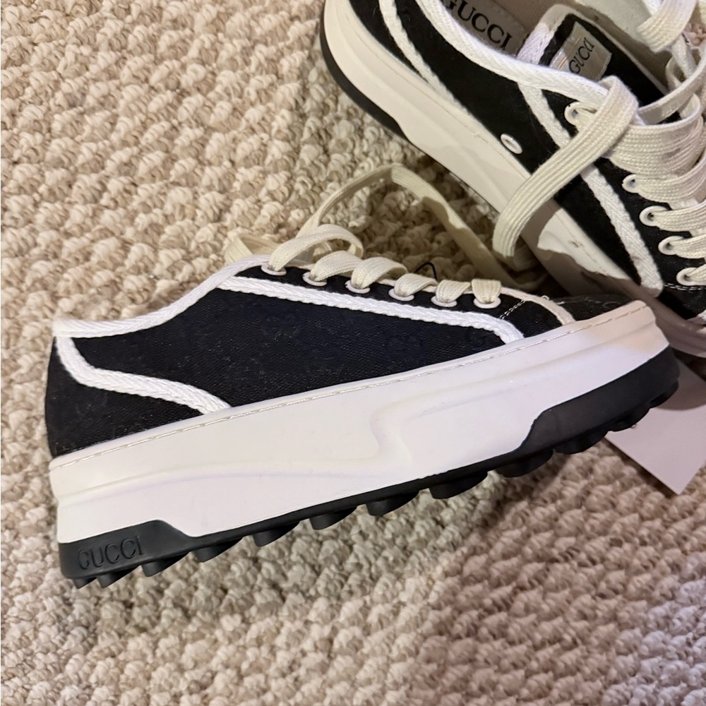Fence Women's Black and White Lace-Up Sneakers - Picture 2 of 3